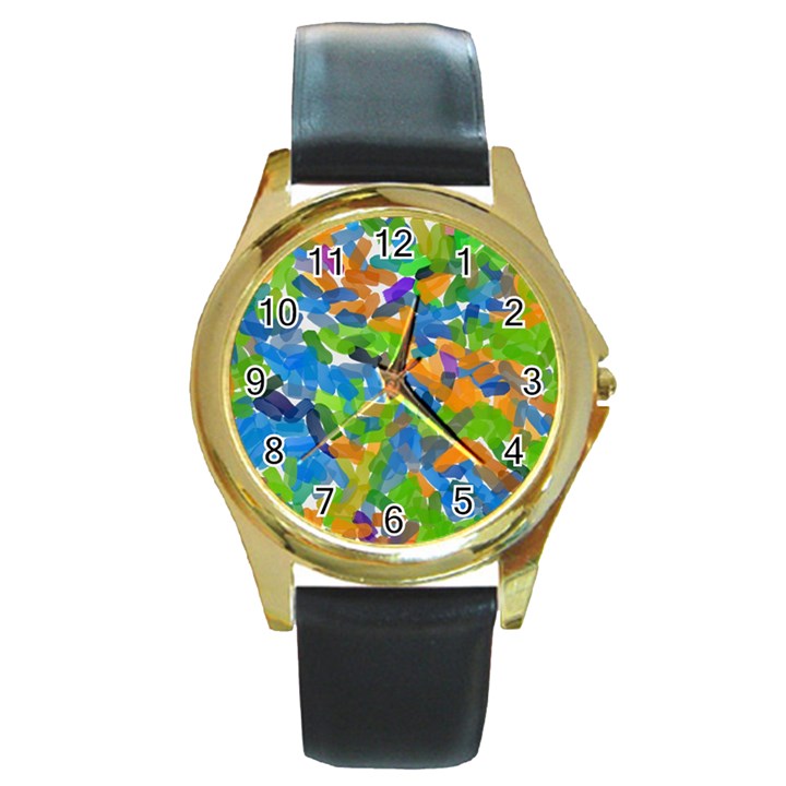 Paint brushes on a white background                           Round Gold Metal Watch