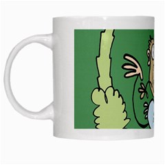 Ostrich Jungle Monkey Plants White Mugs by Bajindul