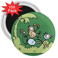 Ostrich Jungle Monkey Plants 3  Magnets (100 Pack) by Bajindul