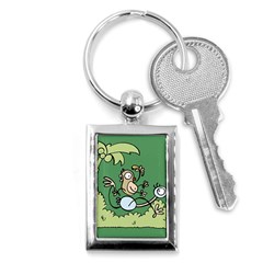 Ostrich Jungle Monkey Plants Key Chain (rectangle) by Bajindul