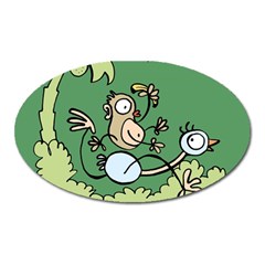 Ostrich Jungle Monkey Plants Oval Magnet by Bajindul