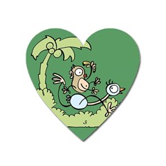 Ostrich Jungle Monkey Plants Heart Magnet by Bajindul