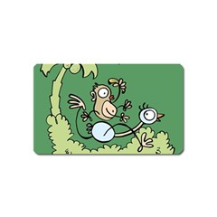 Ostrich Jungle Monkey Plants Magnet (name Card) by Bajindul