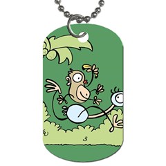 Ostrich Jungle Monkey Plants Dog Tag (two Sides) by Bajindul