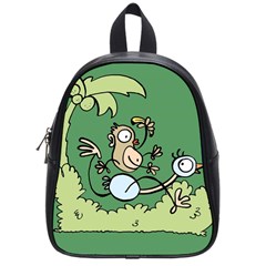 Ostrich Jungle Monkey Plants School Bag (small) by Bajindul