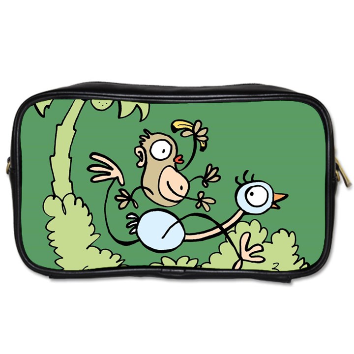 Ostrich Jungle Monkey Plants Toiletries Bag (One Side)