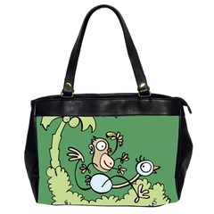 Ostrich Jungle Monkey Plants Oversize Office Handbag (2 Sides) by Bajindul