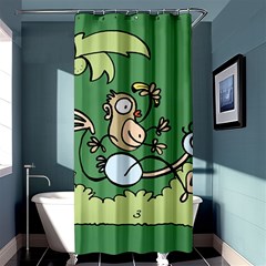 Ostrich Jungle Monkey Plants Shower Curtain 36  X 72  (stall)  by Bajindul