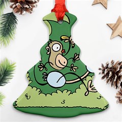 Ostrich Jungle Monkey Plants Ornament (christmas Tree)  by Bajindul