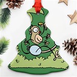 Ostrich Jungle Monkey Plants Christmas Tree Ornament (Two Sides) Front