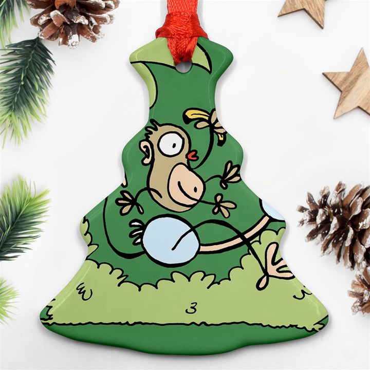 Ostrich Jungle Monkey Plants Christmas Tree Ornament (Two Sides)