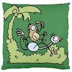 Ostrich Jungle Monkey Plants Large Cushion Case (Two Sides) Front