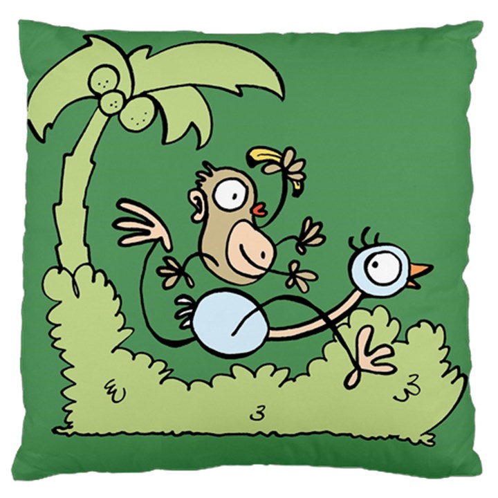 Ostrich Jungle Monkey Plants Large Cushion Case (Two Sides)