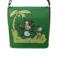 Ostrich Jungle Monkey Plants Flap Closure Messenger Bag (l)