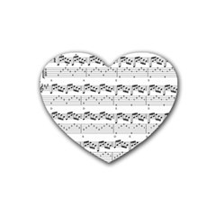 Notes Lines Music Rubber Coaster (heart)  by Mariart