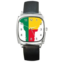 Benin Africa Borders Country Flag Square Metal Watch by Sapixe