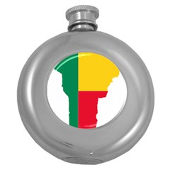 Benin Africa Borders Country Flag Round Hip Flask (5 Oz) by Sapixe