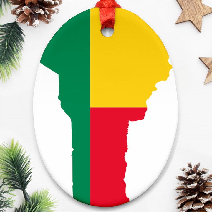 Benin Africa Borders Country Flag Oval Ornament (Two Sides)