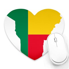 Benin Africa Borders Country Flag Heart Mousepads by Sapixe