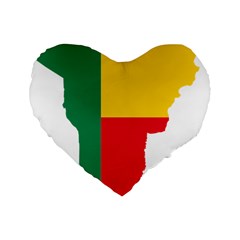 Benin Africa Borders Country Flag Standard 16  Premium Flano Heart Shape Cushions by Sapixe