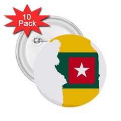 Togo Flag Map Geography Outline 2 25  Buttons (10 Pack)  by Sapixe