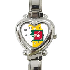 Togo Flag Map Geography Outline Heart Italian Charm Watch by Sapixe