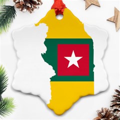 Togo Flag Map Geography Outline Snowflake Ornament (two Sides) by Sapixe