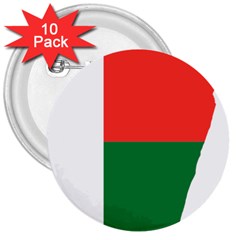 Madagascar Flag Map Geography 3  Buttons (10 Pack)  by Sapixe