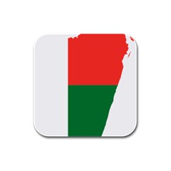 Madagascar Flag Map Geography Rubber Square Coaster (4 Pack)  by Sapixe