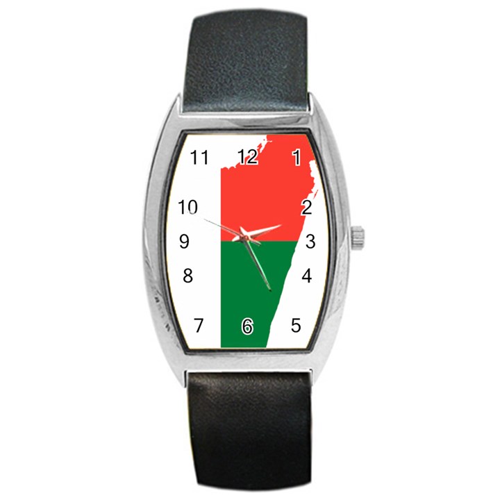 Madagascar Flag Map Geography Barrel Style Metal Watch