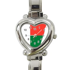 Madagascar Flag Map Geography Heart Italian Charm Watch by Sapixe