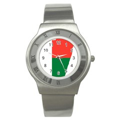 Madagascar Flag Map Geography Stainless Steel Watch by Sapixe