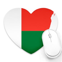 Madagascar Flag Map Geography Heart Mousepads by Sapixe