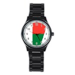 Madagascar Flag Map Geography Stainless Steel Round Watch Front