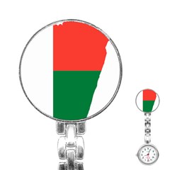 Madagascar Flag Map Geography Stainless Steel Nurses Watch