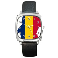 Chad Flag Map Geography Outline Square Metal Watch by Sapixe