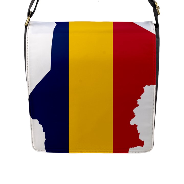 Chad Flag Map Geography Outline Flap Closure Messenger Bag (L)