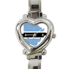 Botswana Flag Map Geography Heart Italian Charm Watch by Sapixe