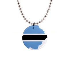 Botswana Flag Map Geography 1  Button Necklace by Sapixe