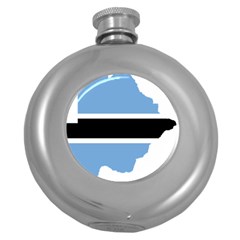 Botswana Flag Map Geography Round Hip Flask (5 Oz) by Sapixe