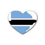 Botswana Flag Map Geography Rubber Coaster (Heart)  Front