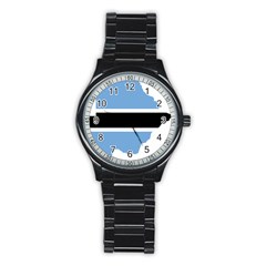 Botswana Flag Map Geography Stainless Steel Round Watch by Sapixe