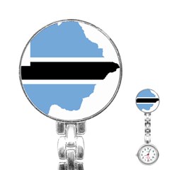 Botswana Flag Map Geography Stainless Steel Nurses Watch