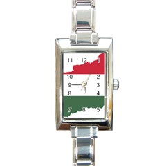 Hungary Country Europe Flag Rectangle Italian Charm Watch by Sapixe