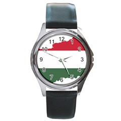 Hungary Country Europe Flag Round Metal Watch by Sapixe