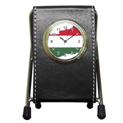 Hungary Country Europe Flag Pen Holder Desk Clock by Sapixe