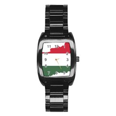 Hungary Country Europe Flag Stainless Steel Barrel Watch by Sapixe