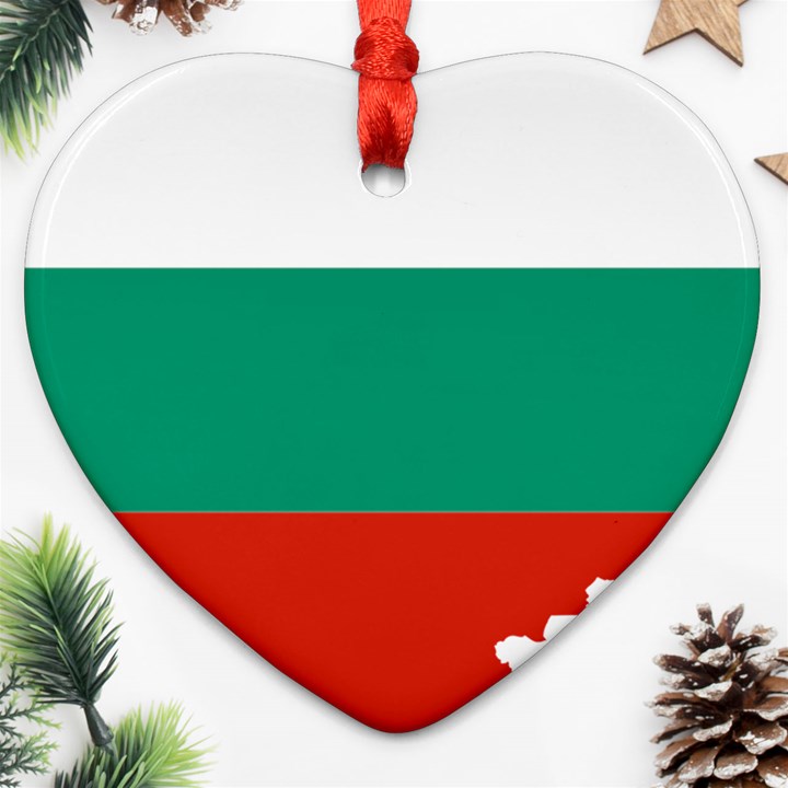 Bulgaria Country Europe Flag Heart Ornament (Two Sides)