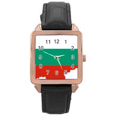 Bulgaria Country Europe Flag Rose Gold Leather Watch  by Sapixe