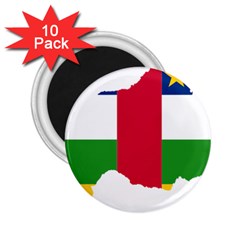 Central African Republic Flag Map 2 25  Magnets (10 Pack)  by Sapixe